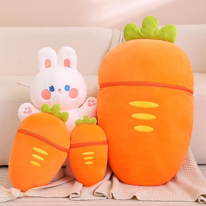 Cute Fruit Rabbit Plush Toy Strawberry Radish Bunny Rag Doll Children Sleep Soothing Doll Female Throw Pillow