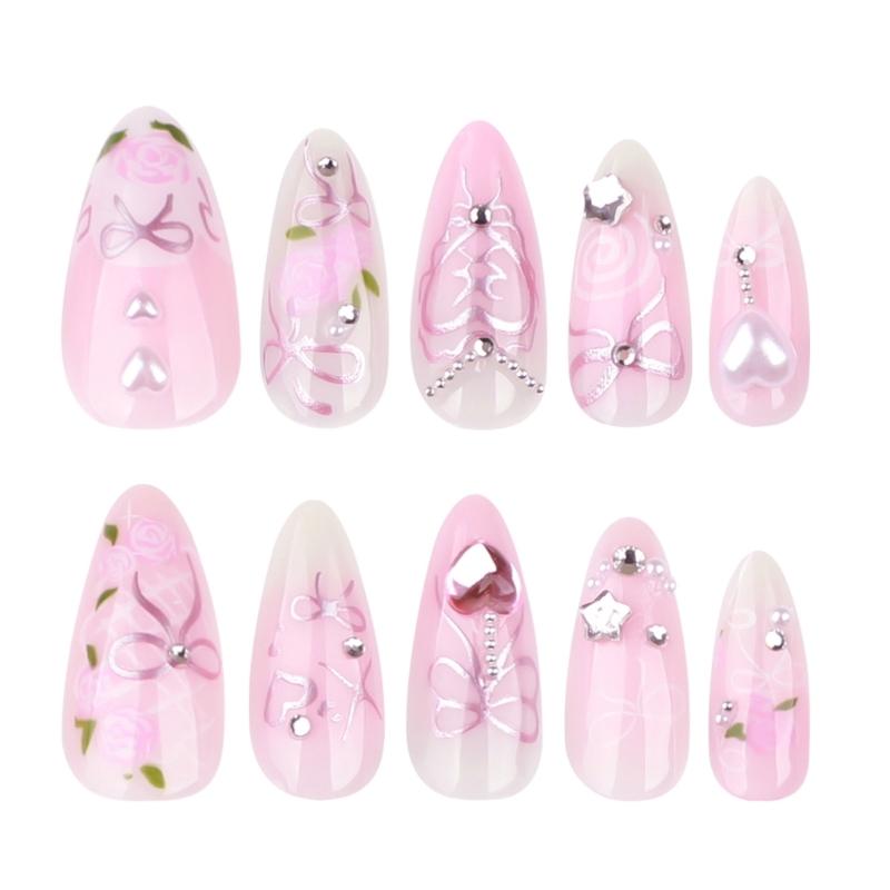 Press On Nail,Fake Nail Stick Glues On Nail False Nail Acrylic Nail Artificial False Nail for DIY Nail Art Designs