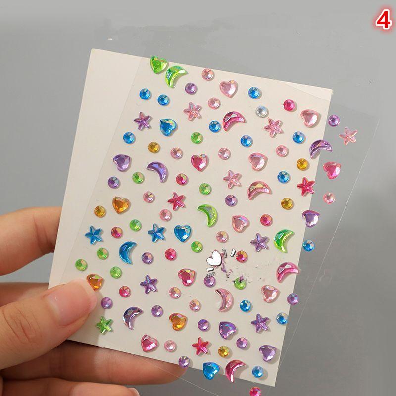 3D Eyes Face Makeup Temporary Tattoo Self Adhesive Beauty Colorful Pearl Jewels Stickers Festival Diy Body Art Decorations