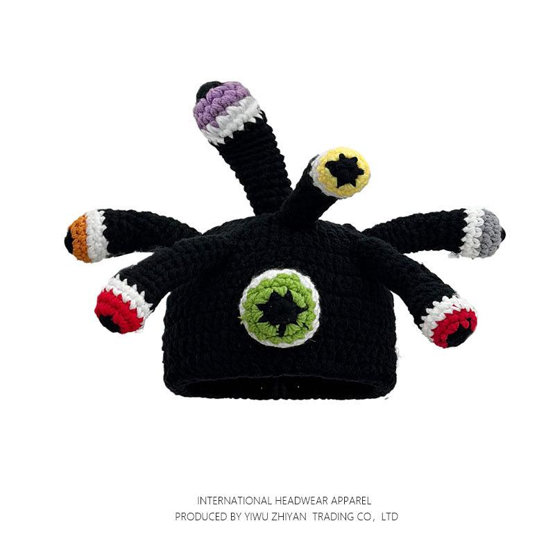 Ruffian Baby Monster Shrek Knitted Pullover Autumn and Winter Devil Long Braid Cartoon Handmade Wool Hat Tide