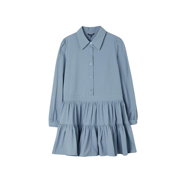 Rap Shirt-Style Tiered Mini Dress Aq3Wo864