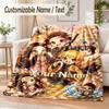 Demon Slayer Custom Name Flannel Throw Blanket Soft Warm for Sofa Bed Indoor Home Use