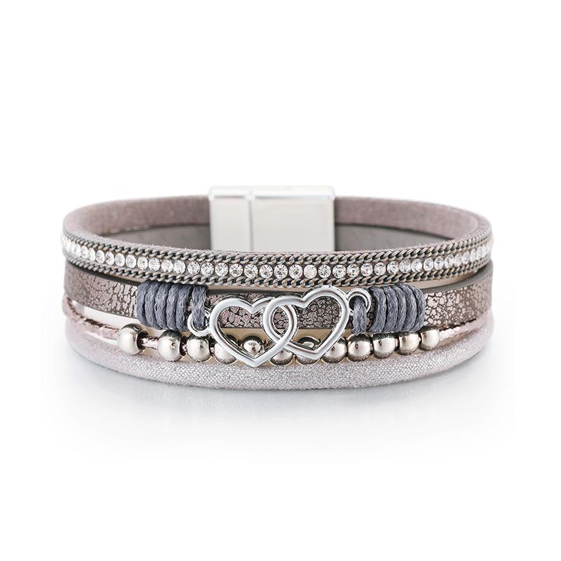 Multi Layer Leather Bracelet for Women Heart Accessories  Stylish Ladies Hand Jewelry Gift