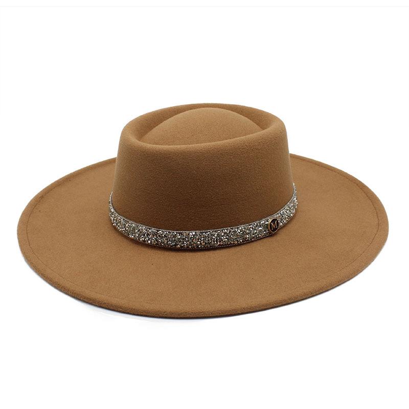 9.5Cm Brim Wool M Standard Diamond Felt Hat Concave And Convex Top Men'S And Women'S Top Hats Wide Brim Felt Hat