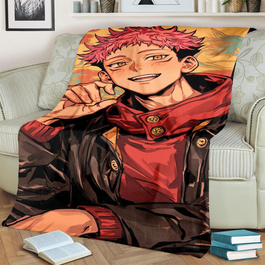 Comfortable Jujutsu Kaisen Flannel Print Blanket for Bedrooms, Sofas, Beds, Chairs, Picnics, Travel