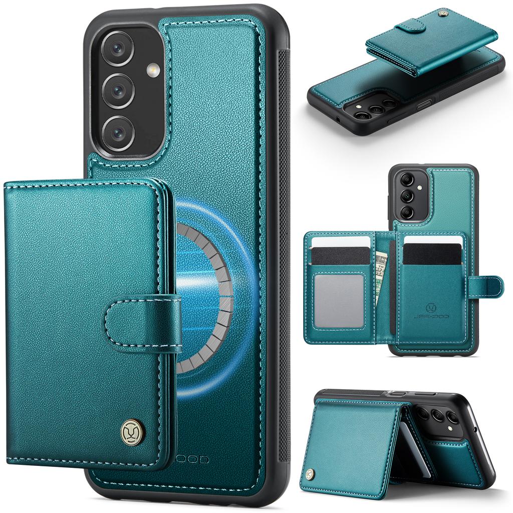 For Samsung Galaxy A14 5G/Galaxy M44 5G/Galaxy A14 4G Case JEEHOOD J09 RFID Blocking Card Holder Leather Back Phone Cover Magnetic Case