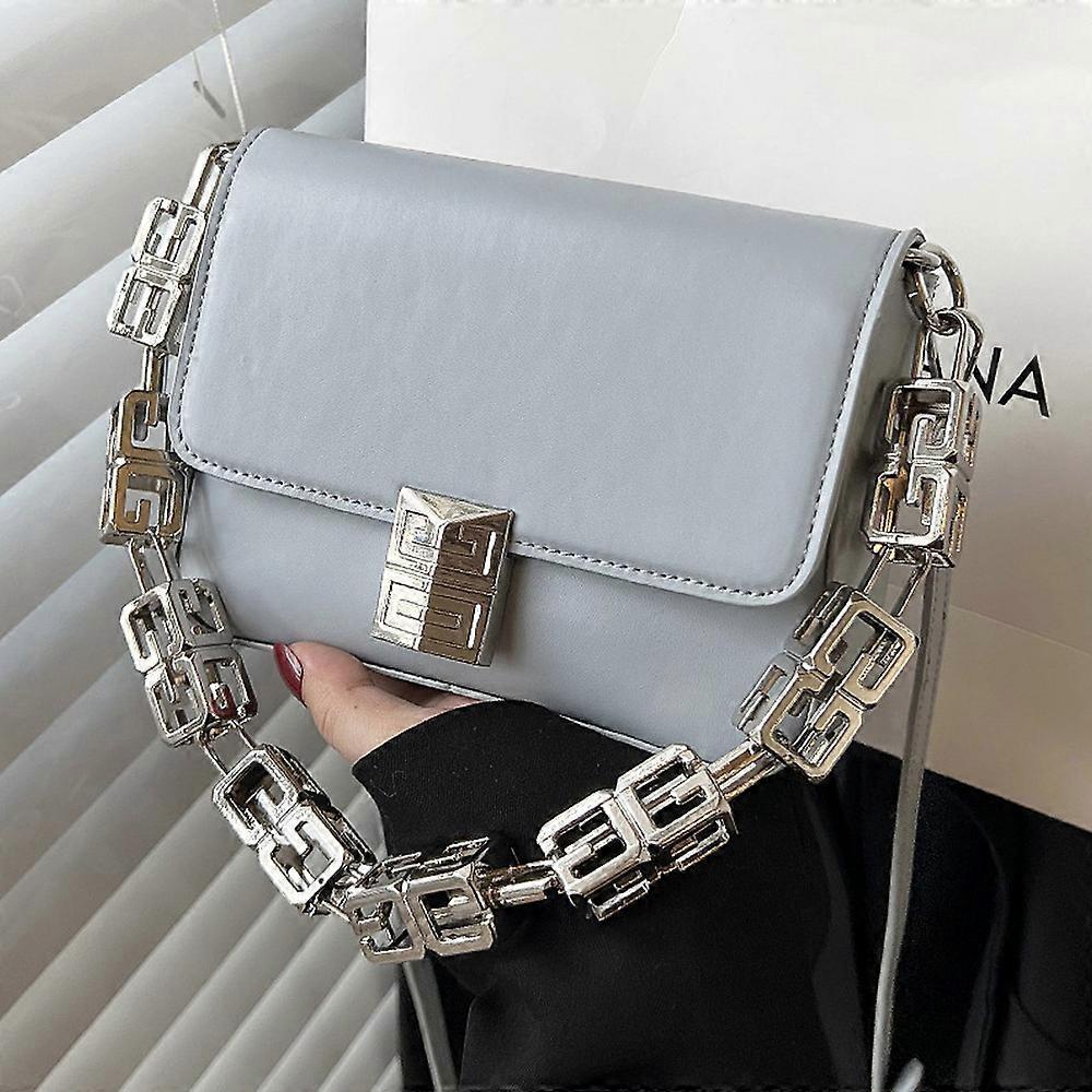 New Niche Solid Color Small Square Bag Fashion Chain PU Bag Shoulder Bag