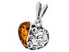 Short Silver Openwork Women' Heart Necklace with Amber 42