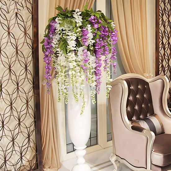 Flori artificiale agățate, flori false realiste, viță de vie rezistentă la intemperii, flori false pentru coș agățat, arc, decor interior și exterior