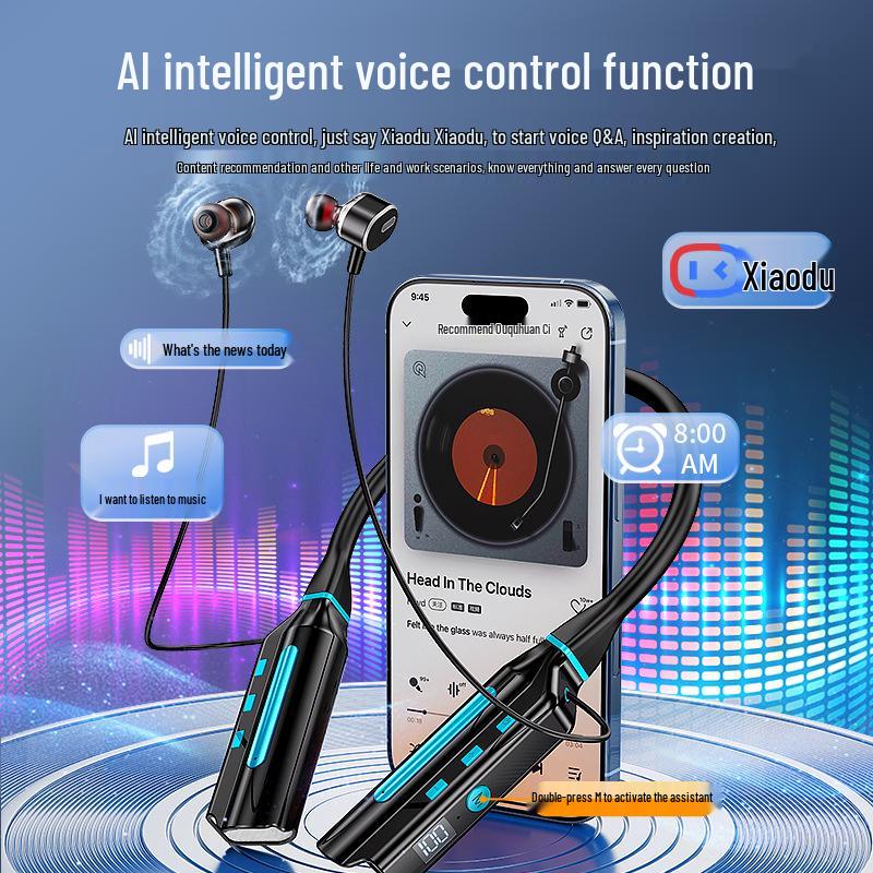 Supreme Edition Neckband Wireless Bluetooth Earphones with Xiaodu APP Voice Control and Power Display, Ideal for Sports and Running