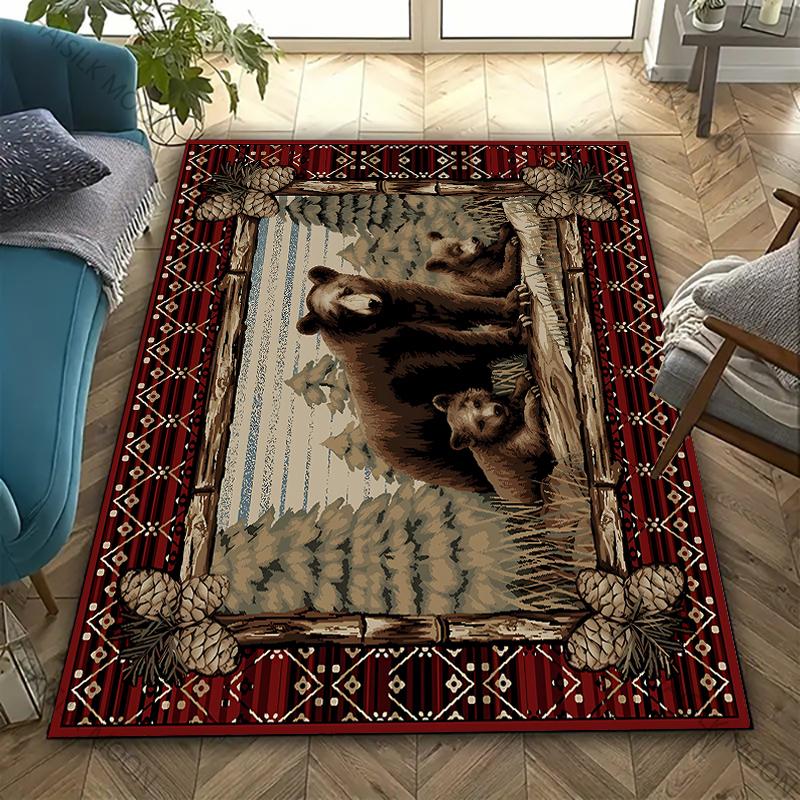 American Country Vintage Style Art Carpet Living Room Bedroom Sofa Large Area Decorative Mat Kids Play Soft Non-slip Rugs Gift