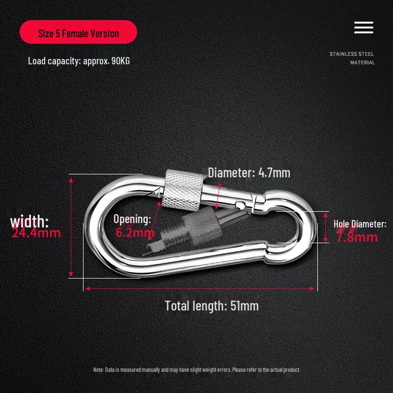 Jundingying No.5 Galvanized Locking Carabiner 3-Pack