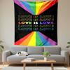 Love Is Love Rainbow Pride Text Black Background Rainbow Rays Wall Tapestry Lgbt Decor for Bedroom Dorm Gift