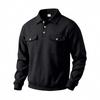 Sudadera con cuello polo de manga larga holgada retro casual para hombre