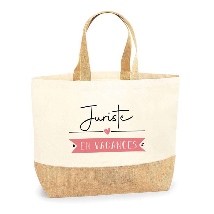 Tote bag (sac jute) - PLANETEE - Juriste en Vacances - Jute naturel - Multicolore - Fabriqué en France