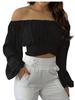 2025 Women's Off-the-Shoulder Lace-Up Long-Sleeve Top - Spring/Summer Trend