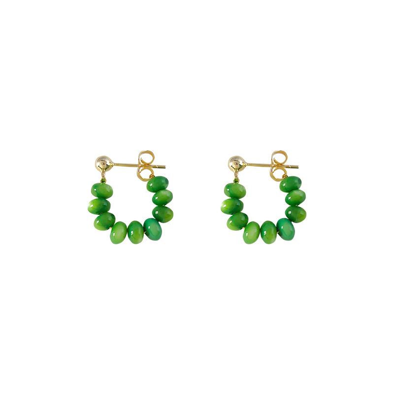 Mori Small Fresh Green Shell Handmade Silver-plated Needle Earrings Femininity Elegant New Earrings
