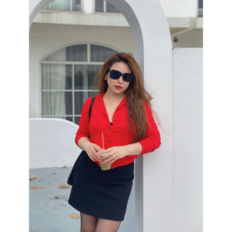 Miss Biggie European and American Plus size Slimming Comfortable and Versatile Shell Button round Neck Long sleeve Cotton Blend Knit cardigan