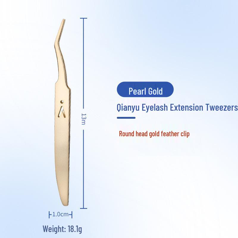 Gold Feather Stainless Steel Eyelash Tweezers Set - Heat-Treated Precision Beauty Tools