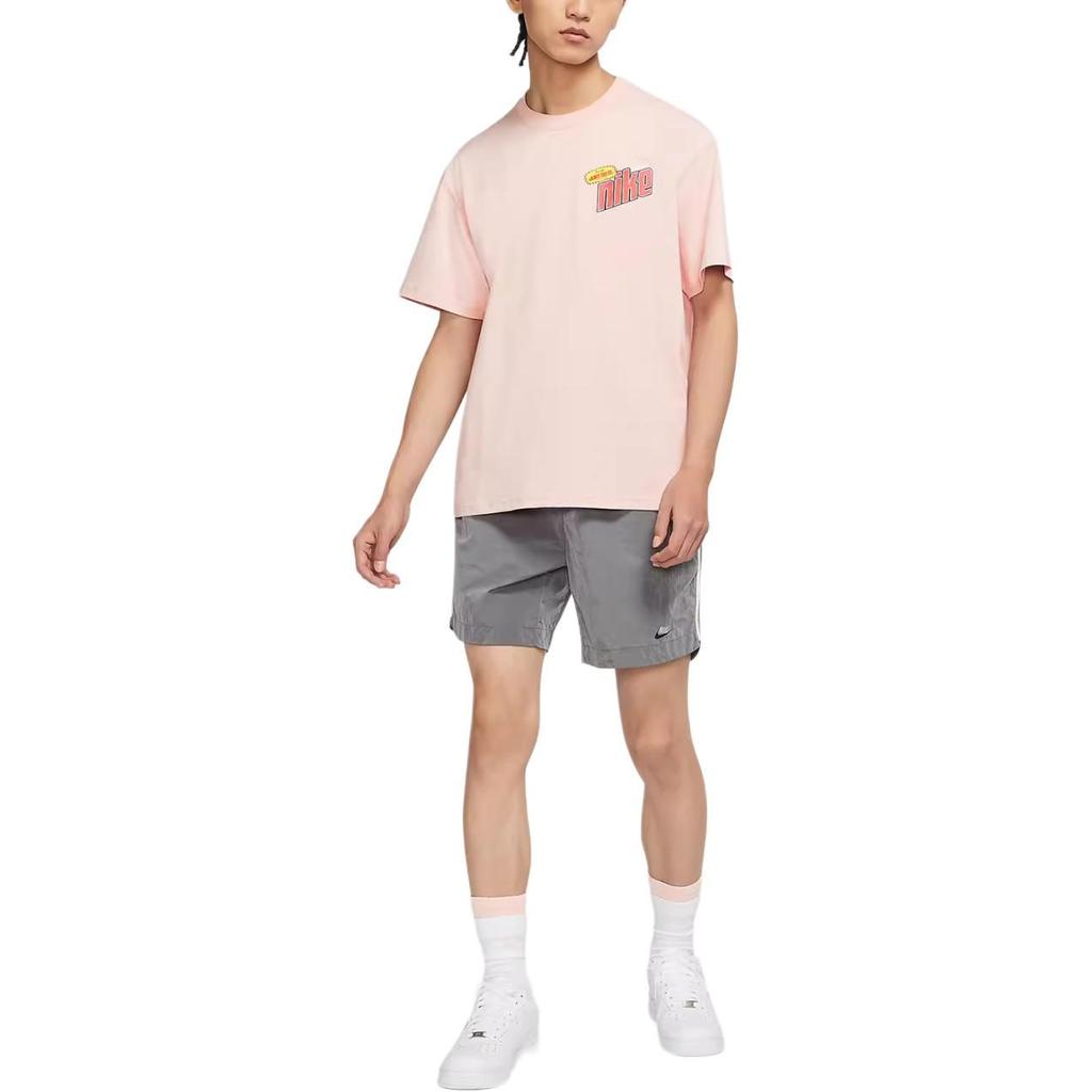 Nike T Shirts Men's Pink Crew Neck Moderate Straight Fit DM2198-601