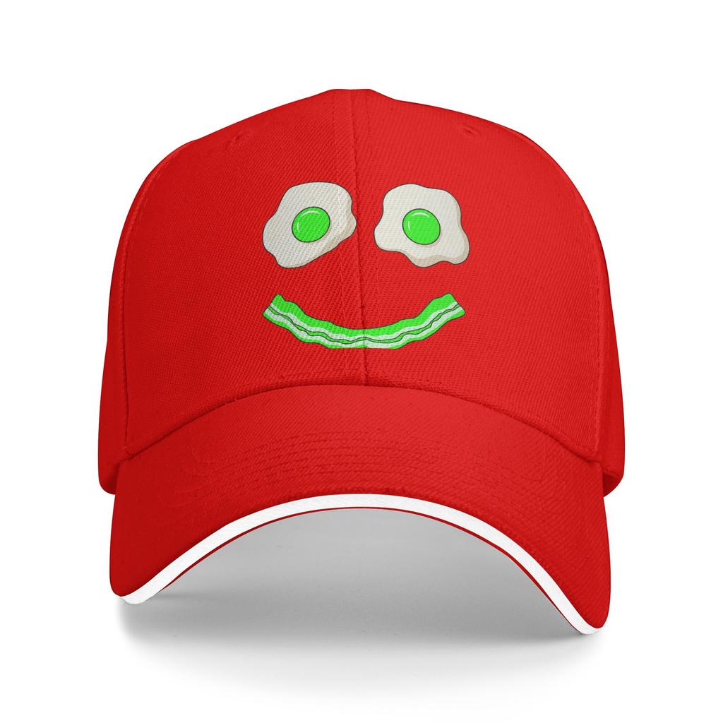 Green Smile Face Eggs and Bacon Ham Breakfast St Patrick's Sun Baseball Cap Summer Women Unisex Tennis Skate Snapback Cap