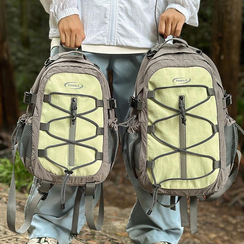 School bag new high-value fresh contrasting color splicing backpack couple lightweight mountaineering travel spring outing backpack
