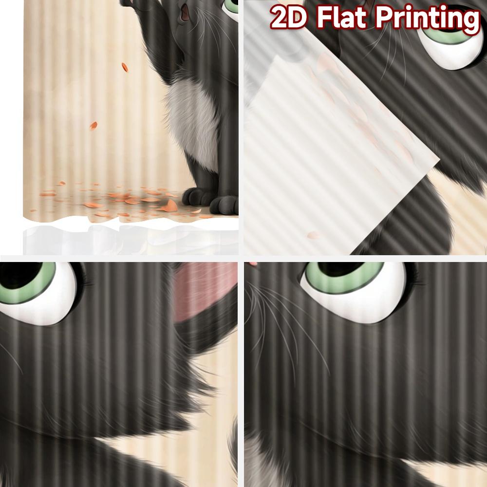2D flat printing 2pcs Window Curtains Cute black kitten butterfly Digital Printed Polyester Drapes Party Decorations Perfect for