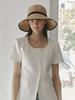Meleuhen Black Ribbon Raffia Floppy Hat