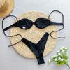 Fashion Solid Wavy Low Waist Bikini Set Women Patchwork Aesthetic Sweet Swimsuit Hollow Out Two Pieces Sets Female Beach Party Suits