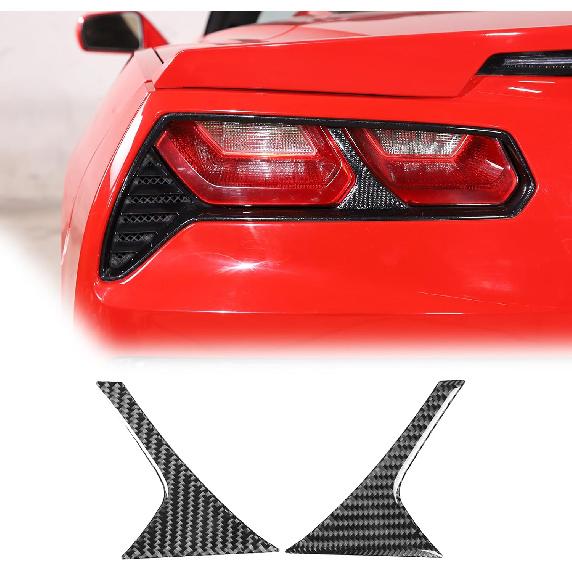 Tail Light Lamp Partition Plate Cover Sticker Trim Compatible with Corvette C7 Stingray 2014-2019 Soft Carbon Fiber 2PCS Tail Light Panel Decorative