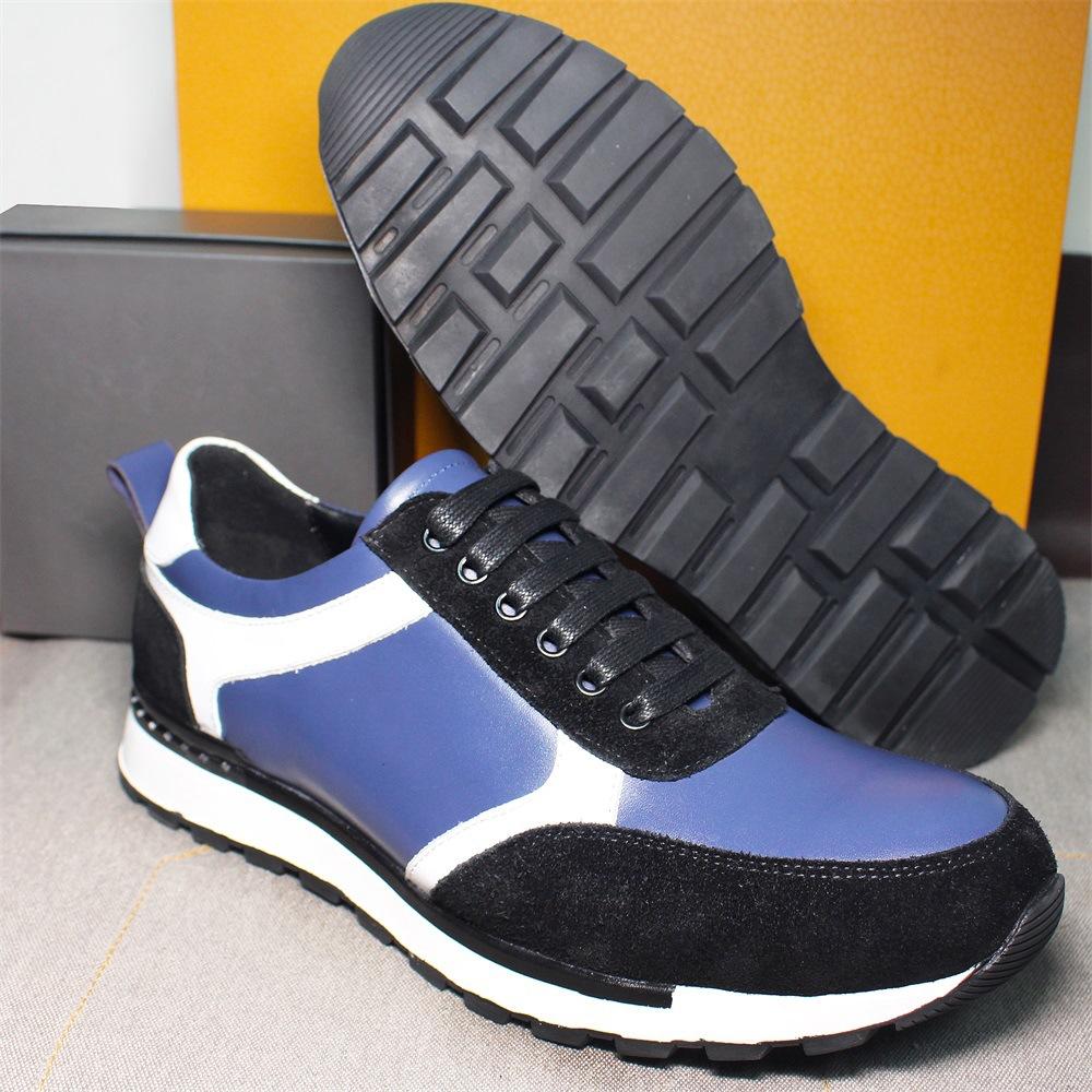 Autumn Large Size Men'S Shoes Color Matching Fashion Thick Sole Heightening Trend Korean Version Casual Leather Shoes Men