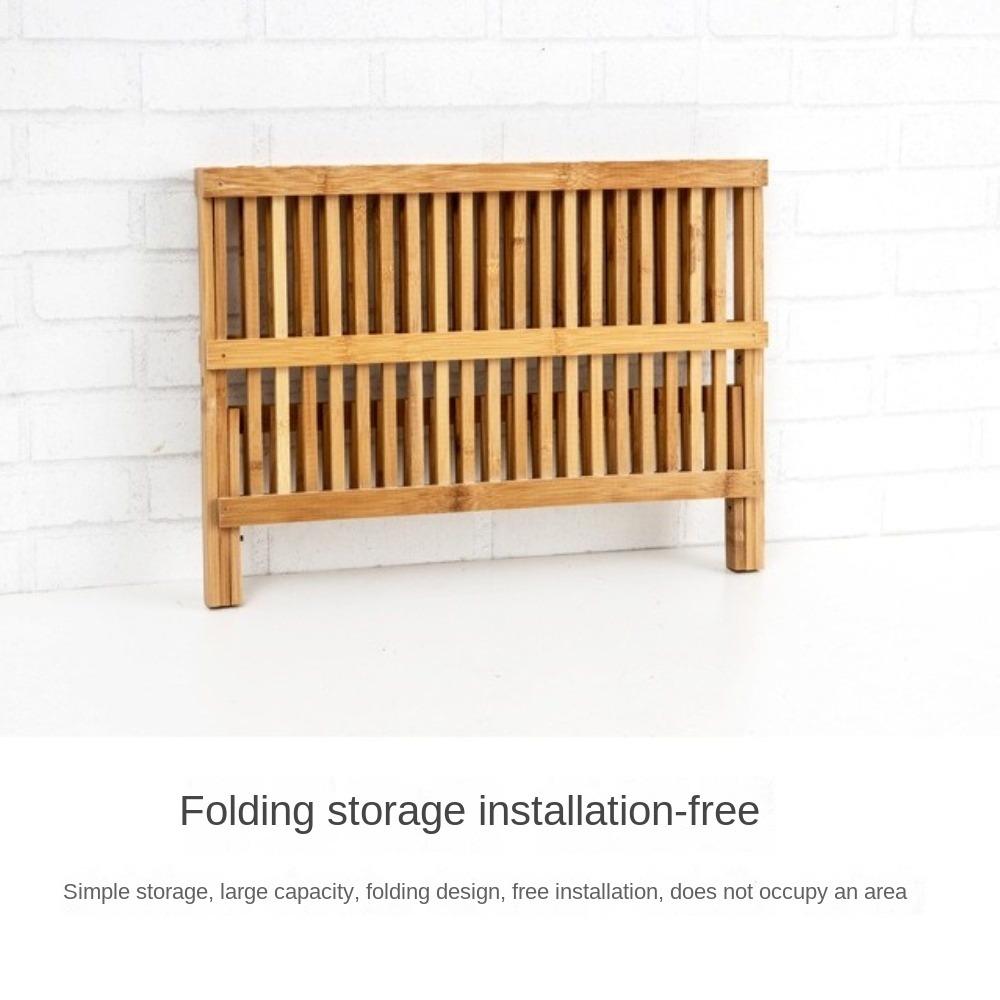Natural Dish Drying Rack Retro Drying Holder Kitchen Organizer Folding Dish Rack  Home