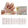 30Pcs Glossy Press On Nails Long Coffin Gradient Fake Nails Cat Eye False Nails Stick On Nails Glitter Acrylic Nails