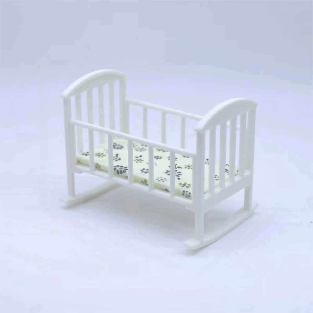 Miniature Dollhouse Baby Bed 1:12 Mini Baby Crib Rocking Bed Model Dollhouse Furniture