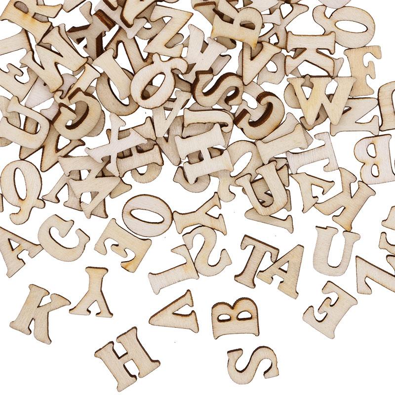 100Pcs Random Mixed Wooden Letters Alphabet English Number Digtal DIY Scrapbooking Arts Crafts Wedding Embellishments Decoration