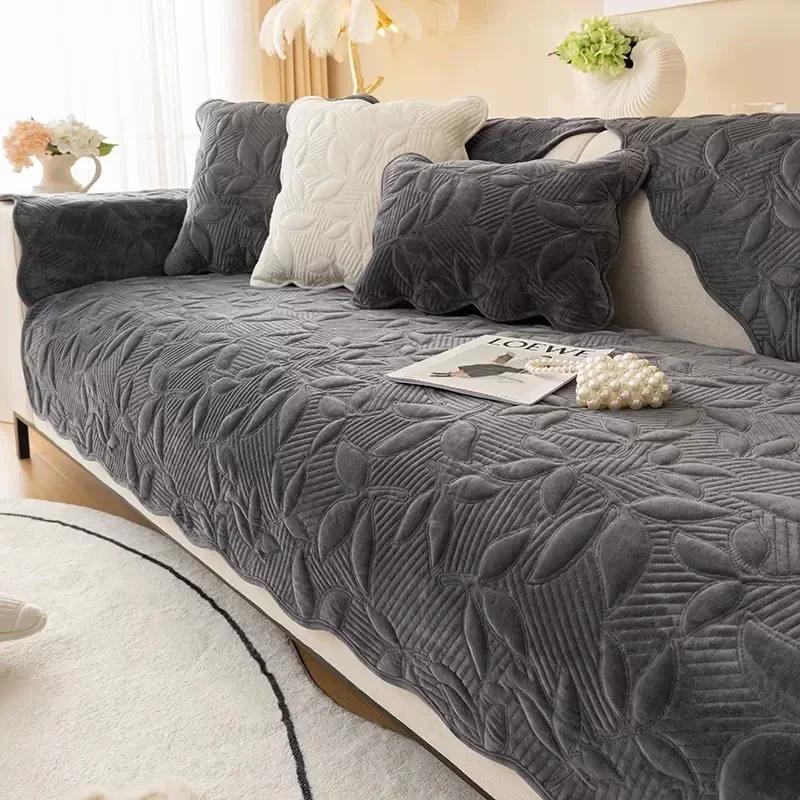 Cuscino per divano spesso Four Seasons con motivo a foglie, bordo ondulato squisito, asciugamano per divano, decorazione per la casa, soggiorno, atmosfera, fodera morbida