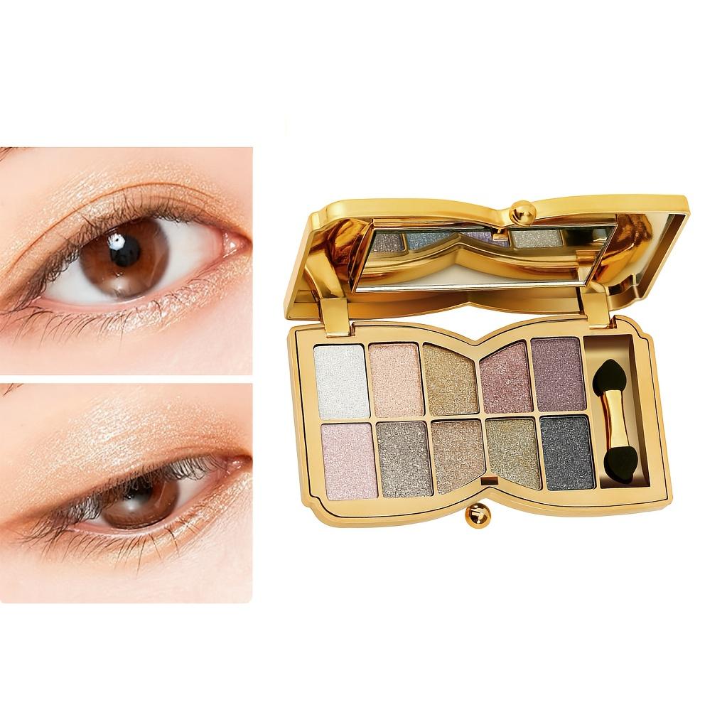 10-color Luxury Shimmer Eyeshadow Palette With Brush And Mirror, Matte And Pearlescent Eyeshadow Palette, Long-lasting And Easy-to-apply Eyeshadow