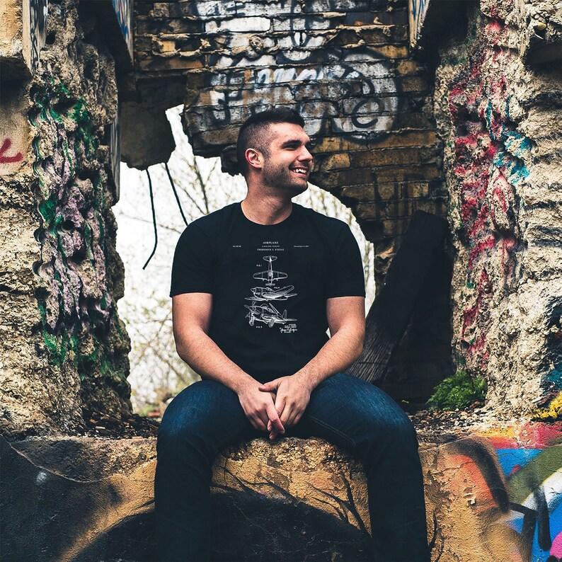 Aircraft Patent T-shirt Pilot Aviation Gift Low-wing Aircraft Shirt Engineer Pilot Gift Personality Deconstructed Short Sleeve