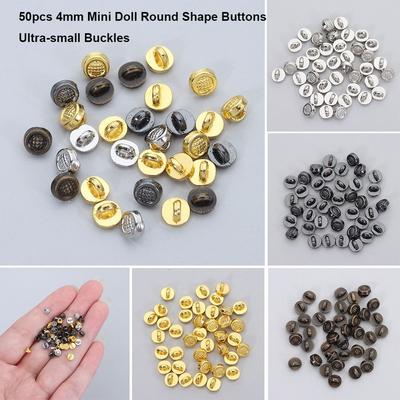 50pcs 4mm Doll Round Shape Buttons DIY Metal Ultra-small Buckles Mini Doll Shoes Buckles 1/6 Doll Clothing Buckles Accessories