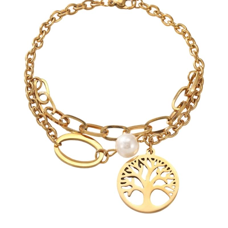 Trees Of Life Designs Pearls Bracelet Featuring Luxurious Gold or Silver Tone Finish Perfect For Fashion Forward Women 1