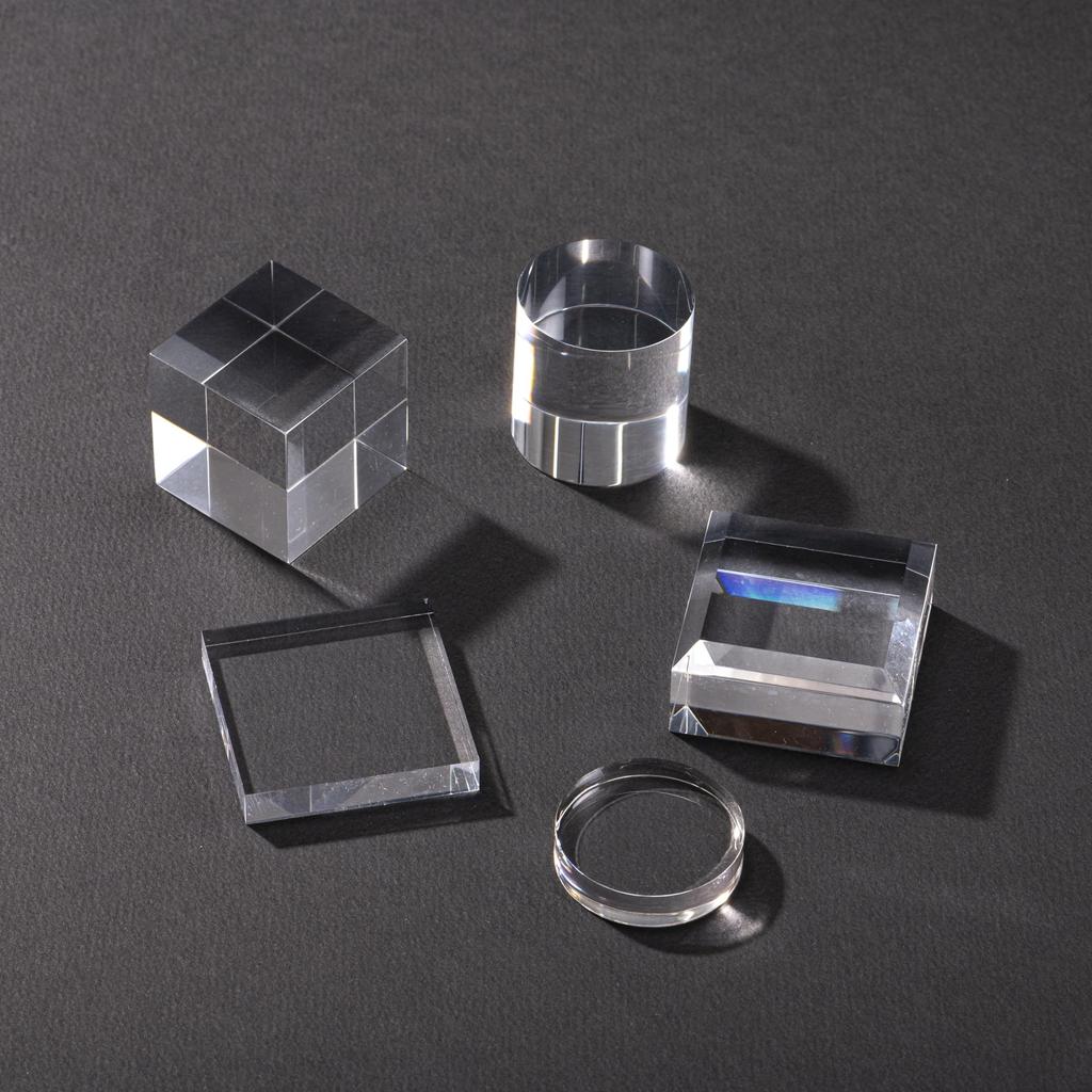 Tsukushi Science Acrylic Blocks, 50x50x20mm, 5 Pieces, Beveled Base, Cube, Display Stand, Square, Clear, Exhibition Base, E50-50-20*5
