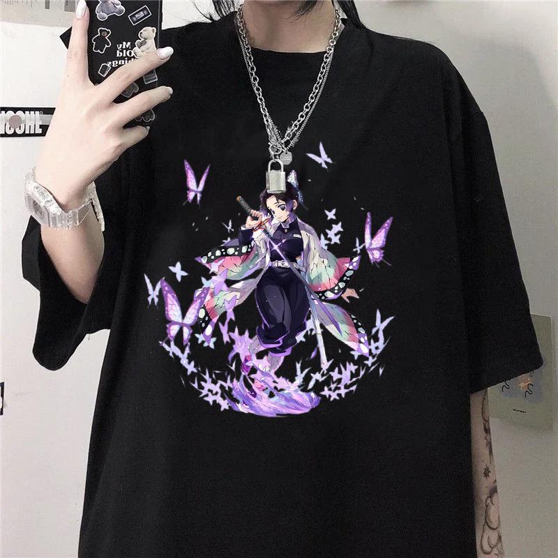 New Kochou Shinobu Print T-shirts for Women Men Summer Tee Shirt Harajuku Anime Casual Round Neck Short Sleeve Tops