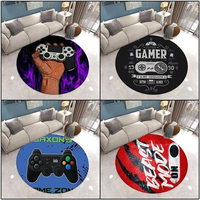 Fashion Living Room Rug Gamer Round Carpet Game Console Bedroom Rugs Boys Chair Mat Kids Play 3D Floor Area Rug Entrance Doormat