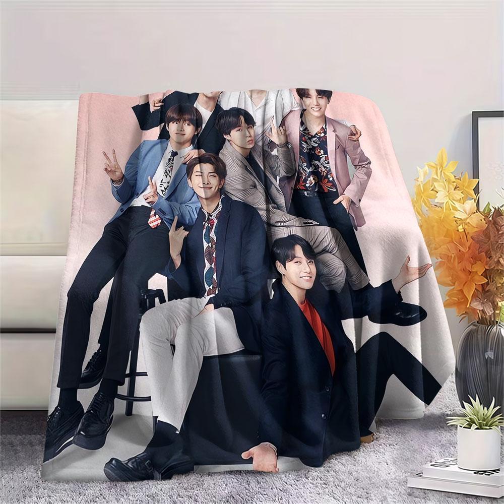 K-POP BTS printing Flannel Blanket Bedroom Sofa Camping Warm blanket Gifts for family and friends-MJ009
