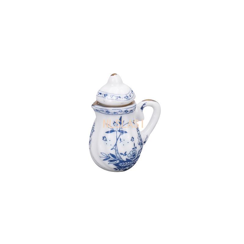 15PCS Mini Tea Set Model/Children's Day Gift/Miniature Tea Cup and Teapot Accessories/Ceramic Ornaments/Blue and White Porcelain