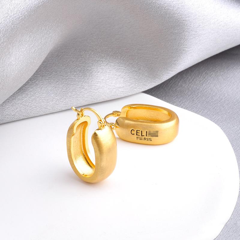 Geometric Hoop Earrings, Korean Fashion, Brushed Metal Studs, Minimalist Statement Earrings