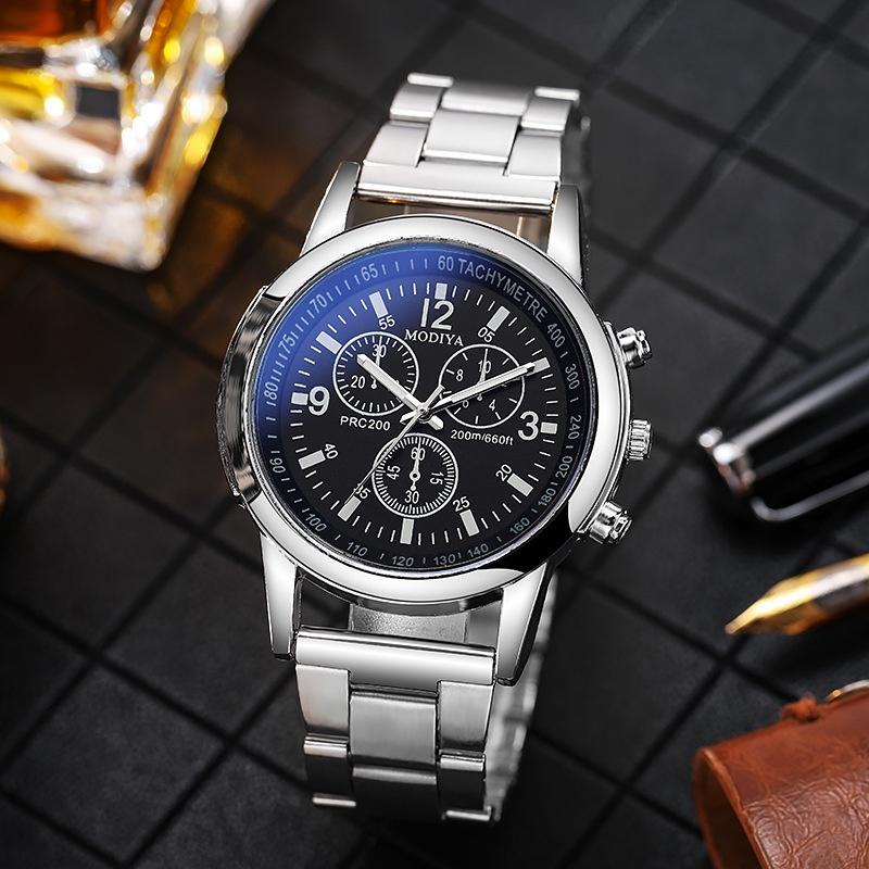 New Fashion Men's Quartz Watch Blue Light Gift Steel Strap Men's Watch Wholesale