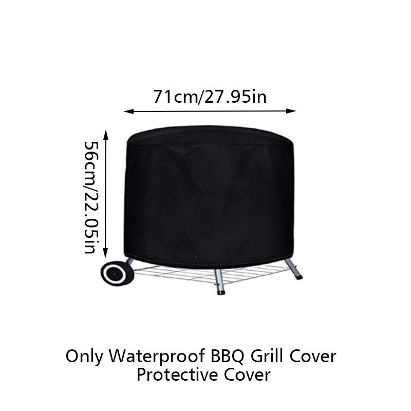 1PC Grill Protector Outdoor Barbecue Grill Cover School Round Camping Oxford Cloth Heavy Duty Black Kicthen