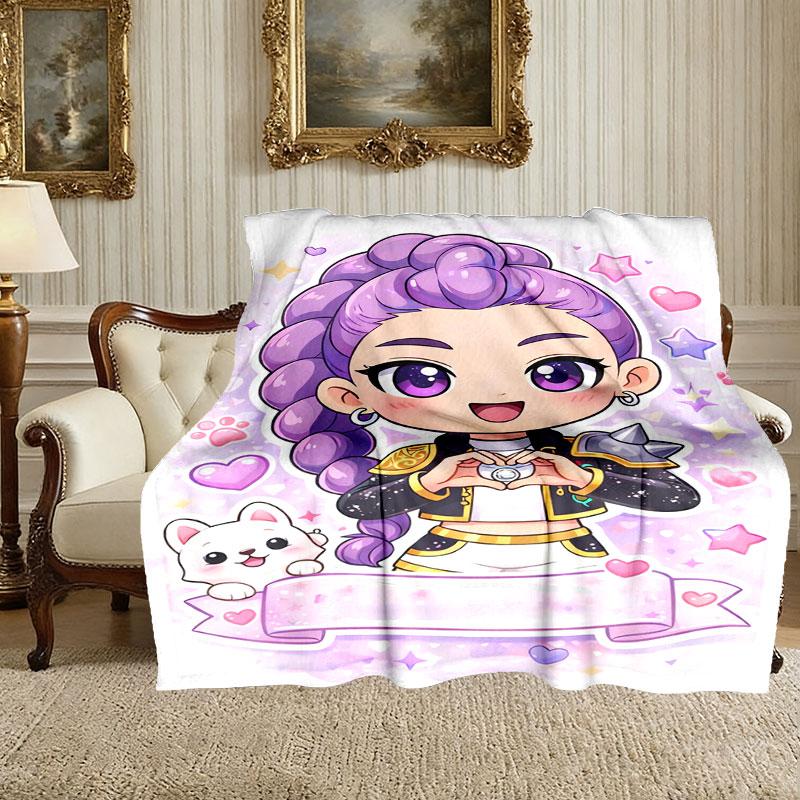 1pc Kpop Demon Hunters Blanket, Cozy Valentine's Day Blanket, Multi-functional Nap Blanket Available Throughout the Four Seasons