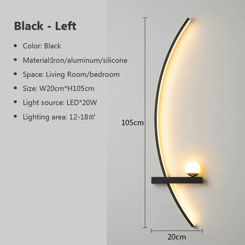LED Wall Lamp Modern 55/105CM Black For Living Room Bedroom Bedside Corridor Study Room Cloakroom Decorative Lighting Fixtures
